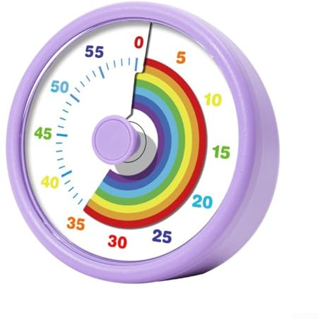 BlesConi Para temporizador visual de 60 minutos, cuenta regresiva arcoíris para niños, aula, oficina, estudio, herramienta de gestión del tiempo, morado, azul, rosa (morado)