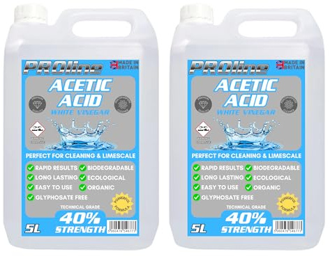 PROline 40% Technical Grade Acetic Acid White Vinegar Weed Killer 10L Also perfect for Cleaning, Descaler, Limescale