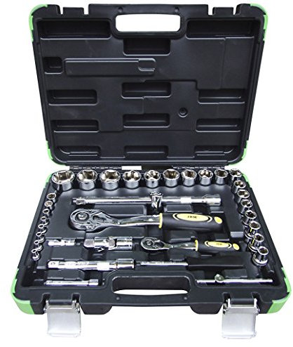 JBM 53076 Coffret de Douilles, 35 pièces en pouce, Noir/vert