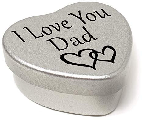 Perfect Way To Say I Love You. Beautiful Mini Silver Heart Gift Tin With Sweets, Present to say I Love You. Tin size 45mm x 45mm x20mm. (Dad)