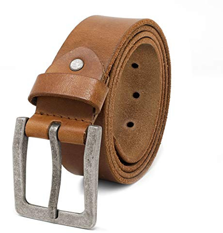 ROYALZ Antik Vintage Ledergürtel für Herren Büffel-Leder aus robusten 4mm Voll-Leder Jeans-Herren-Gürtel mit Dornenschließe 38mm, Farbe:Braun, Größe:95