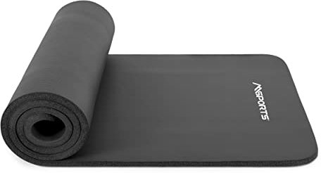 MSPORTS Gymnastikmatte Studio 183 x 61 x 1,0 oder 1,5 cm | inkl. Übungsposter und Tragegurte | Hautfreundliche - Phthalatfreie Fitnessmatte - sehr weich | Yogamatte (Anthrazit, 183 x 61 x 1,5 cm)