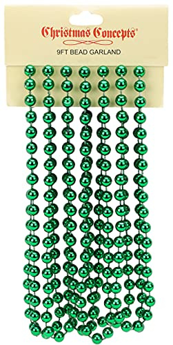 Christmas Concepts® (2.7m) (9ft) Christmas Bead Chain - Christmas Bead Garlands - Christmas Decorations (Emerald Green)