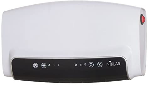 NIKLAS - Riscaldatore da parete o da pavimento, in ceramica, con telecomando, display digitale 230 V, colore: Bianco