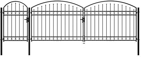 vidaXL 1.75 x 5 m Steel Garden Gate with Arched Top - Black
