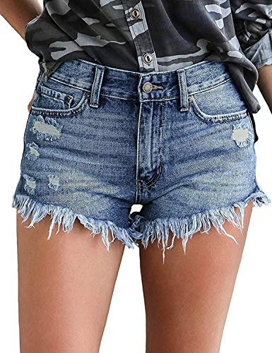 Uni-Wert Short Femme Jean Taille Haute Déchiré Tassel Denim Pantalon Court Bermudas Vintage Short en Denim Sexy Été Jeans Shorts