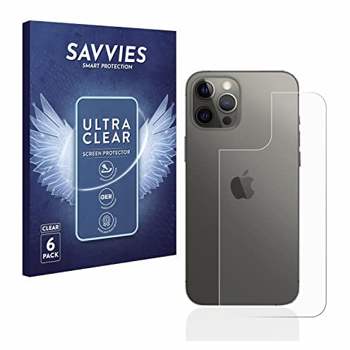Savvies 6 Pack Screen Protector compatible with Apple iPhone 12 Pro Max (Back) Protection Film Clear