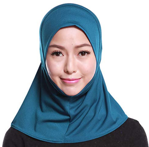 WOWOWO Damen Hijab muslimische Baumwolle Mini Hijab Kopftuch Vollfarbige Vollabdeckung Innenkappe Wickelschal Turban