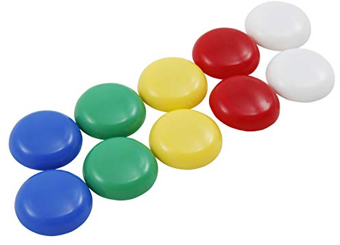 MC POWER - Magnet 10er-Pack | Ideal für z. B. Kühlschränke und Magnettafeln | ØxH 30x10mm, bunt (weiß, rot, gelb, grün, blau)