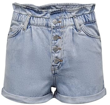 ONLY Damen Denim Jeans Shorts | Kurze Bermuda Pants Sommer Hose | Paperback mit elastischem Bund ONLCUBA, Farben:Blau, Größe:L