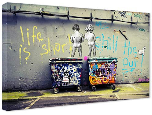 Life is short bilder auf Leinwand, fertig zum Aufhängen, Banksy like Leinwanddruck- Kunstdruck moderne Wandbilder, wanddekoration (div.Formaten) (30x40 cm)