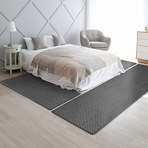 Floordirekt Sisal-Bettumrandung Tiger-Eye | Bettvorleger Sisal Teppichläufer | 3-teiliges Läufer-Set in 3 Größen (B: 67 cm | L: 1 x 330 cm + 2 x 130 cm, Anthrazit)