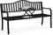 Relaxdays Gartenbank mit klappbarem Tisch, 3-Sitzer, stabil, Garten, Metall Balkonbank, HBT 89 x 150 x 58,5 cm, schwarz