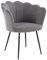 Home Source Velvet Scallop Shell Chair Wing Back Armchair Occasional Sofa, Grey, Black Metal Legs