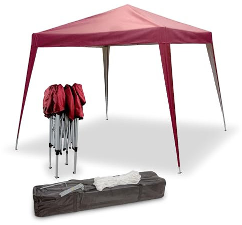 Julido Pavillon 3x3 m, wasserdicht, stabil, in Bordeaux, Faltpavillon klappbar und höhenverstellbar, aus 210D Oxford, pulverbeschichteter Stahlrahmen