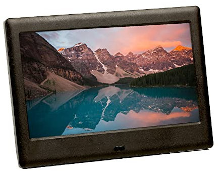 Clarity 7 Inch Digital Photo Frame with Remote and Adjustable Brightness for Digital Pictures, Video, Music and Calendar, Supports USB and Mini USB, SD Card and Headphone Socket