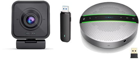 Project Telecom 1080p Wireless Webcam with Microphone & Bluetooth Speakerphone – USB Web Cam & Audio Kit for PC, Laptop, Zoom, Teams, Video Conferencing – Plug & Play Streaming Camera with Speaker