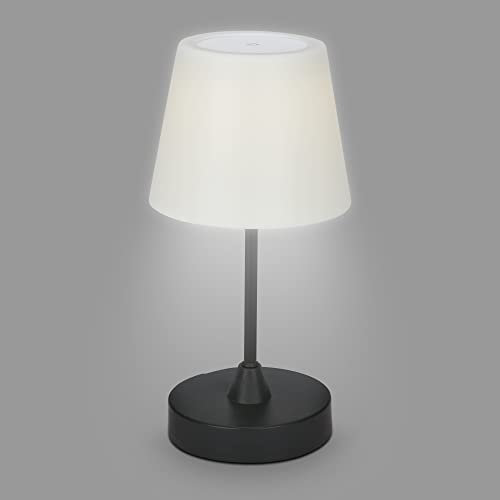 BRILONER - LED Tischlampe kabellos mit Touch, dimmbar in Stufen, neutralweiße Lichtfarbe, Nachttischlampe, Leselampe, LED lampe, Campinglampe, Tischleuchte, Akku Lampe, 30x14,5 cm, Schwarz