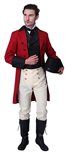 Fortunehouse Men's Victorian Fancy Outfit 18th Century Regency Tailcoat Vest Costume (M, STYLE 4)