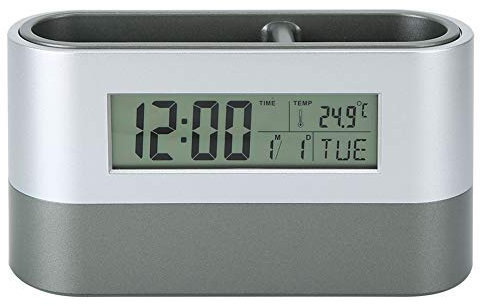Tiiyee Pot à Crayons électronique Horloge, Calendrier Rétroéclairé Porte Stylo Horloge Bureau Multifonction écran Numérique Réveil Avec LCD Domicile Organiseur Conteneurs Etudiant Maison école Salon