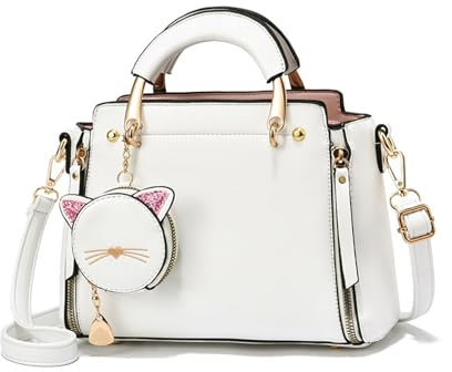 NICOLE & DORIS Frauen Umhängetasche Klein Tasche Mode Handtaschen Damen Kuriertaschen Handytasche Mädchen Crossbody Schultertaschen mit Geldbörse Weiß