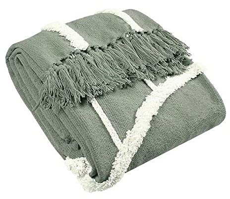 furn. Rainbow Tuft Throw, Cotton, Grey