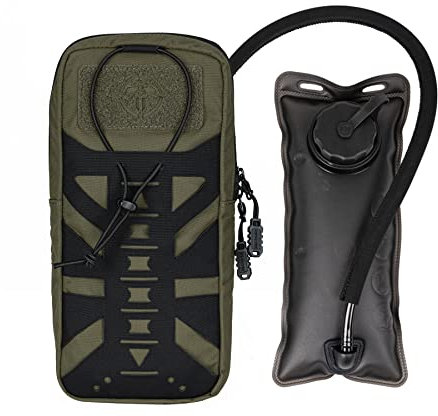 TOPTACPRO Tactical Trinkrucksack mit innerer Blase für 1L Wasserbeutel Laser Cut MOLLE Hydration Pouch für Wandern Radfahren Laufen und Klettern 500D Nylon(Ranger Green)