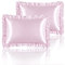 HommxJF Seidiger Satin-Kissenbezug mit Rüschen, für Haar und Haut, rosa Seiden-Kissenbezüge, Standard-Set mit 2 Hotelverschluss, Prinzessinnenzimmer-Dekoration