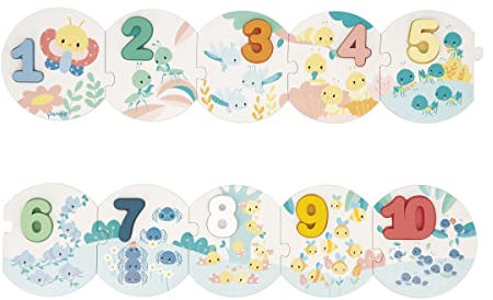 Janod - Pure Puzzle Meine Ersten Zahlen - 10-Teiliges Puzzle + 10 Holzzahlen - Zählen Lernen - Lernspielzeug - Ab 24 Monaten, J08042