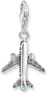 THOMAS SABO Charm-Anhänger mit buntem Flugzeug recycletes 925 Sterlingsilber 1914-342-7