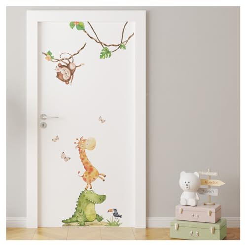 DEKO KINDERZIMMER Wandsticker Türaufkleber Safari Tiere Wandtattoo Dschungel Kinderzimmer Wandaufkleber Babyzimmer Wanddeko DK1004-1