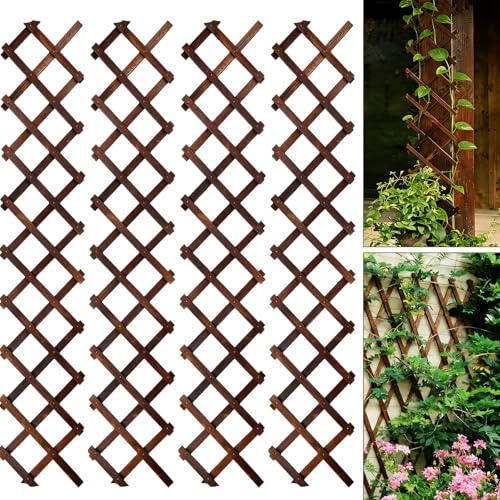 Erweiterbares Garten-Rankgitter, Holzgitter, Wandzaun, Rankgitter für Kletterpflanzen, Efeu, Ranke, Rosen, Clematis, 30,5 x 182,9 cm, für Außenbereich, Garten, Terrasse, Raumdekoration, 4 Stück