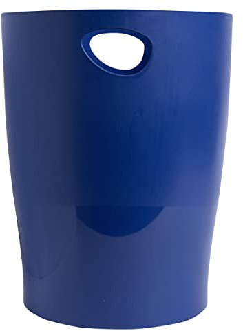 Exacompta 45303D ECOBIN Papierkorb BeeBlue aus Recycling-Kunststoff 15 Liter mit Griffen. Eleganter und robuster Papierkorb und Mülleimer im modernen Design Marineblau Blauer Engel
