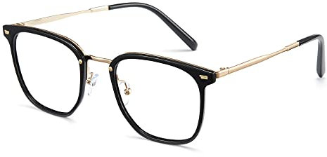 Cyxus Deko Brille Damen Herren Ohne Stärke mit Blaulichtfilter Mode Stil für PC TV Tablet(8130 Schwarz&Gold)