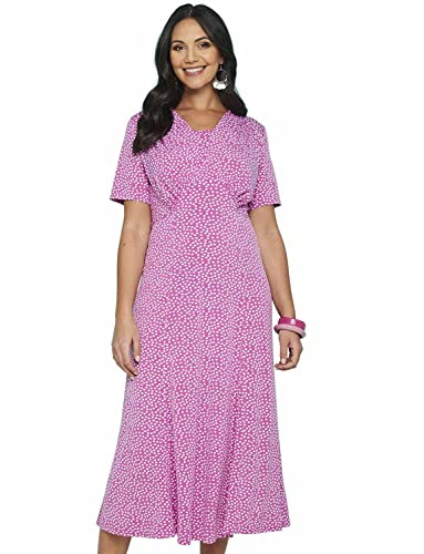 Amber Ladies 41 Inch Spotted Tea Dress, 1940s Inspired Fit with Curved Waist Seam (Available in Size 10-22) Rose 16