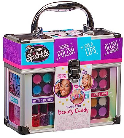 Shimmer and Sparkle 17360 Shimmer N Sparkle Glam and Go Beauty Caddy Kids Set Cosmetics Storage Box for Girls with Real Makeup Birth, Small
