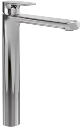 Villeroy & Boch Liberty Robinet lavabo haut, mitigeur salle de bain sans trop-plein, économique avec cartouche céramique, hauteur bec 258mm, robinet rond chromé