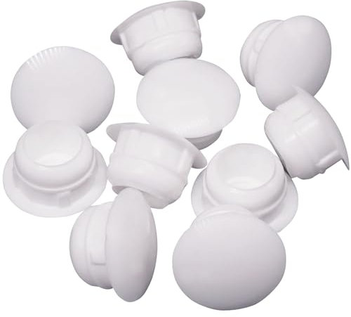 SKIR'CO (40 Stück) Weiß Kunststoff Lochstopfen 10mm Bohrloch Abdeckkappen Möbellochstopfen Schraublochstopfen