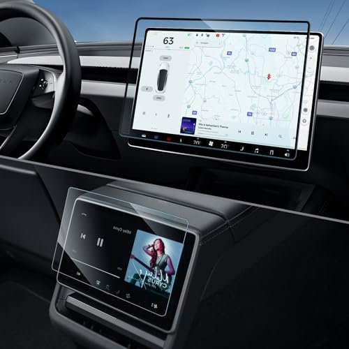 LANTU 2 Pcs Schutzfolie für Tesla Model Y 2025 und Model 3 2024-2025, 15.4 und 8 Hinten Display 9H Gehärtes Glas Displayschutz, Blendfrei Anti-Fingerabdruck Displayfolie Tesla Zubehör
