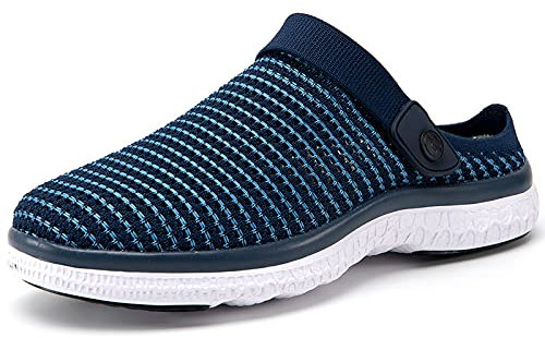 Zoccoli e Sabot Uomo Donna Sandali da Spiaggia Giardino Pantofole Maglia Traspirante Clogs Estate Antiscivolo Piatto Ciabatte, Blu Scuro, 37 EU