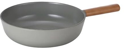 FIKA Nonstick 10-Inch Stir Fry Wok with Wood Handle, Healthy Cooking Induction Compatible Cookware for All Stovetops, Kitchen Essential Nonstick Ceramic Coating Skillet, Made in Korea ( 26cm Wok )