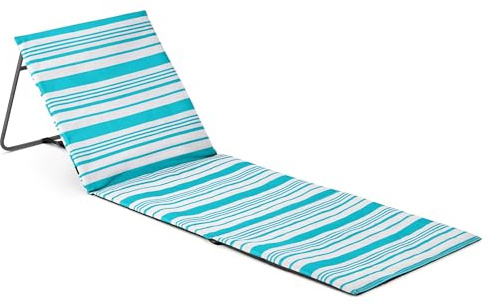 Trail Beach Mat With Adjustable Backrest, Folding Sun Lounger, Lightweight Portable Sunbathing Recliner with Pocket and Carry Handle