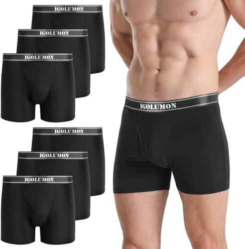 IGOLUMON Bambou Calecon Homme Lot de 6 Boxer Homme très Doux Respirants Caleçon Homme sous Vetement avec Ceinture Élastique