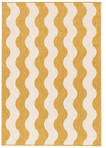RugVista Mare In & Outdoor-Teppich, Rechteckig, 140 x 200 cm, Gelb | Moderne, Mittlerer Stapel, Nur Handwäsche, Oeko-Tex 100, UV-beständig, Küche, Patio