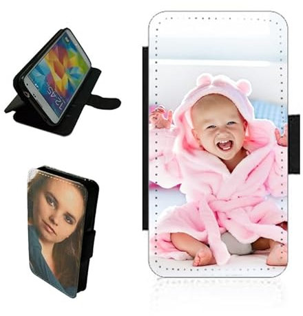 For Samsung Galaxy A05S personalised phone case wallet flip case photo on the front panel Black