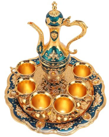 Juego De Cafetera Turca Vintage, Juego De Té Turco Con 6 Tazas De Café, Juego De Tetera Vintage, Kit De Olla De Vino De Metal Ruso, Juego Europeo Exquisito Para Servir Agua Juego De Jarra De(#1)