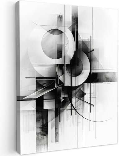 MuchoWow© Bild auf Leinwand 50x70 cm Schlafzimmer Bilder Badezimmer Wand Deko Wohnzimmer Moderne Wanddeko Bilderwand Geschenk Abstrakt - Kunst - Modern - Schwarz und weiß