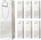 6 Pack Metallic Wine Gift Bags - Holographic Paper Bottle Bags for Wedding, Birthday, Christmas, Retirement Party Supplies (Silver)