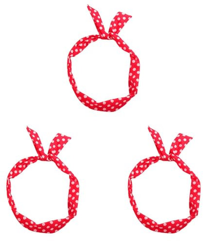 3 Stück Haarband Mit Draht Rote Gepunktete Stirnbänder Damen Stirnbänder Haarband Rockabilly Vintage Haarschmuck Rot Haarreifen Breit Punkte Muster Accessoire 50er Jahre Kostüm Kleid Zubehör Für Damen