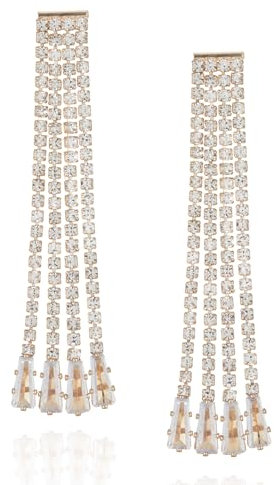 Gold dangle Earrings for Women Sparkly Rhinestone Tassel Earrings Fashion Jewellery Birthday Gifts for Women(white)